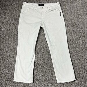 Silver Jeans Womens 31 White Suki Mid Capri 25" Lace Mid Rise Stretch Denim